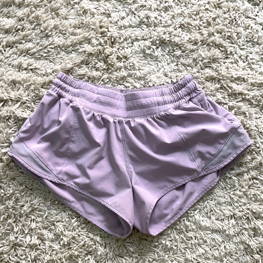 Light purplish pink lululemon hotty hot shorts